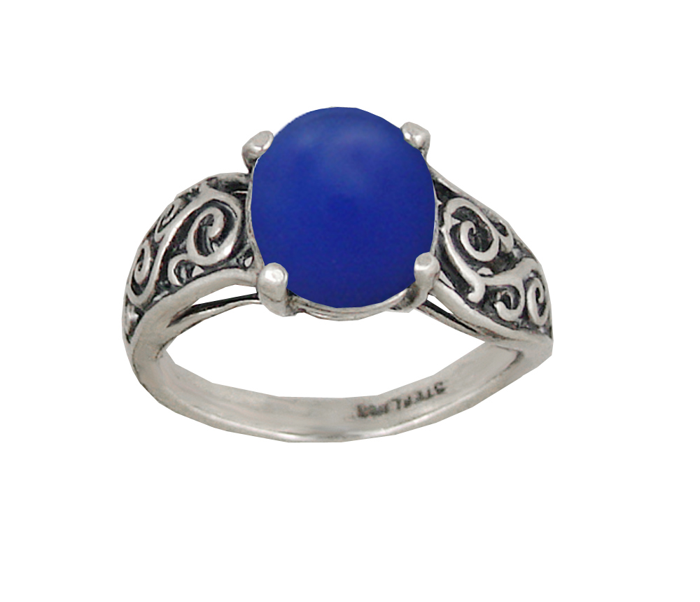 Sterling Silver Filigree Ring With Blue Onyx Size 6 Sterling Silver Filigree Ring With Blue Onyx Size 6